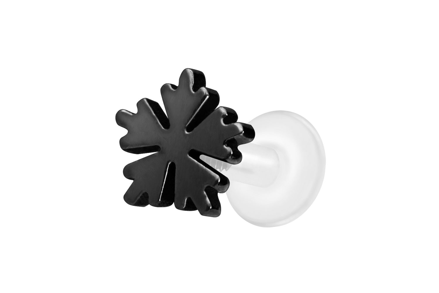 PTFE Labret Piercing mit Innengewinde + Titan-Aufsatz SCHNEEFLOCKE